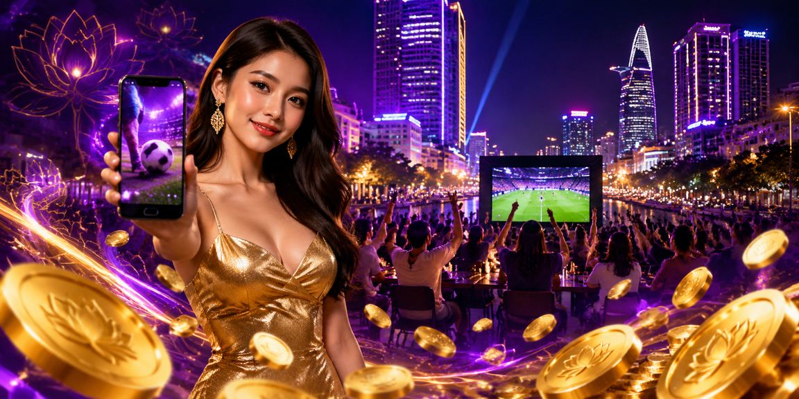 Người dùng tại TP. Hồ Chí Minh xem kèo bóng đá quốc tế dưới ánh đèn neon về đêm