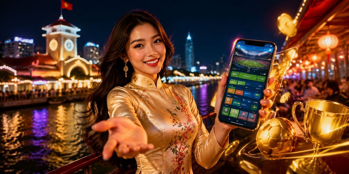 Người dùng trải nghiệm casino di động tại TP. Hồ Chí Minh với trang phục áo dài truyền thống